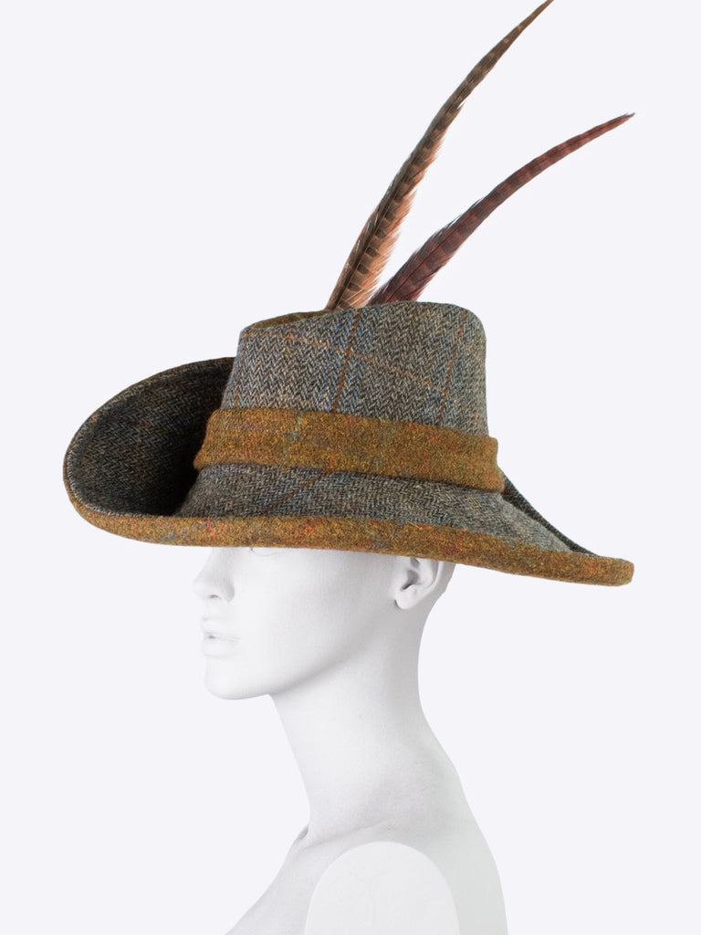 Water Resistant Large Brim Hat. Rust & Navy Blue – Sara Tiara