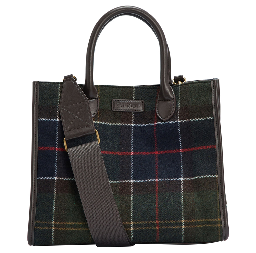 Barbour tartan tote bag sale